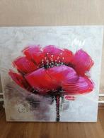 Schilderij rode bloem, in reliëf, Ophalen of Verzenden