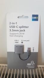 usb c splitter 3.5mm jack, Telecommunicatie, Mobiele telefoons | Toebehoren en Onderdelen, Ophalen of Verzenden, Nieuw, Snoer of kabel