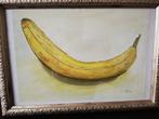 Banaan geschilderd met acrylverf en ingelijst,met duck tape, Ophalen of Verzenden