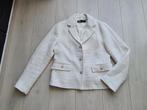 Zara bouclé blazer room wit beige crème strass knopen L 40, Maat 38/40 (M), Ophalen of Verzenden, Zo goed als nieuw, Jasje