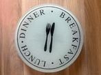 Ronde glazen borden – “BREAKFAST • LUNCH • DINNER” design, Ophalen of Verzenden, Bord(en), Overige stijlen, Glas