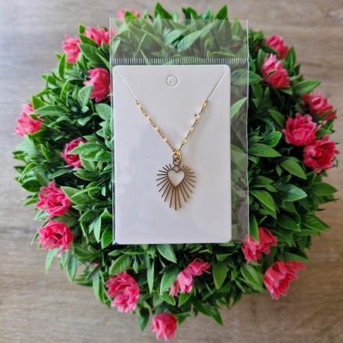 Goudkleurige rvs ketting. 'Heart 2', Sieraden, Tassen en Uiterlijk, Kettingen, Zo goed als nieuw, Overige materialen, Goud, Ophalen of Verzenden