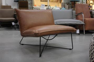 Luxe fauteuil EARL Jess design metaal leer bruin naturel beschikbaar voor biedingen