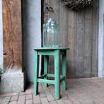 Brocante oud houten krukje bijzettafeltje groen *Etage3*, Huis en Inrichting, Woonaccessoires | Overige, Gebruikt, Ophalen of Verzenden