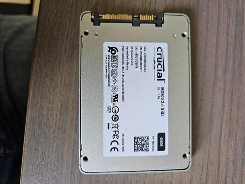 Crucial MX500 500GB SSD + case + enclosure - 5.27TBW, Computers en Software, Harde schijven, Zo goed als nieuw, Laptop, Intern