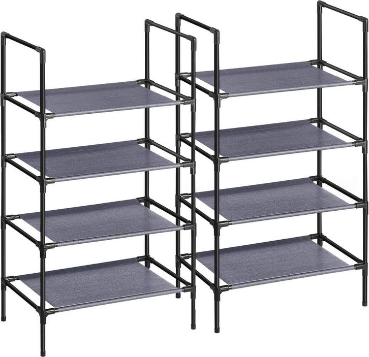 Schoenenrek met 4 niveaus, 2 stuks 45 x 28 x 80 cm, grijs, Huis en Inrichting, Kasten | Schoenenrekken, Nieuw, Ophalen of Verzenden