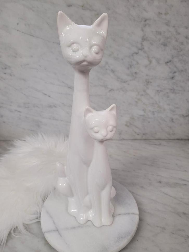 Retro katten beeld, Verzamelen, Beelden en Beeldjes, Zo goed als nieuw, Dier, Ophalen of Verzenden