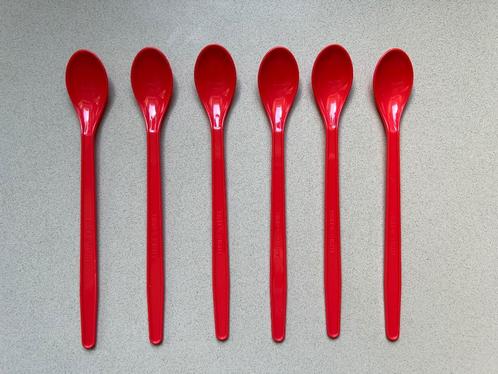 Opa ijslepels Swirl share happy 18 cm kunststof 6 stuks rood, Huis en Inrichting, Keuken | Bestek, Zo goed als nieuw, Los bestek