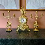 Messing Schouwklok met Kandelaren, Ophalen of Verzenden