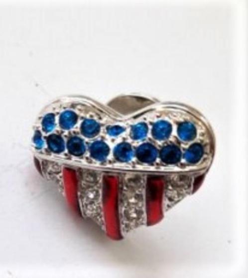 Mooie broche Amerikaanse vlag van Swarovski strass stenen, Sieraden, Tassen en Uiterlijk, Broches, Zo goed als nieuw, Overige materialen