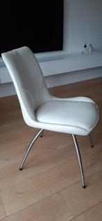 Eiken eetkamertafel met leren stoelen, Ophalen, Gebruikt, 100 tot 150 cm, Eikenhout