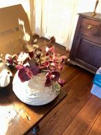 decoratieve pot met kunstorchidee, Huis en Inrichting, Woonaccessoires | Vazen, Steen, Wit, Ophalen of Verzenden, Zo goed als nieuw