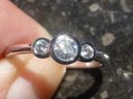 14 kt Gouden Ring 3 briljantgeslepen Diamanten 0,35crt mt 17, Verzenden, Nieuw, 17 tot 18, Met edelsteen