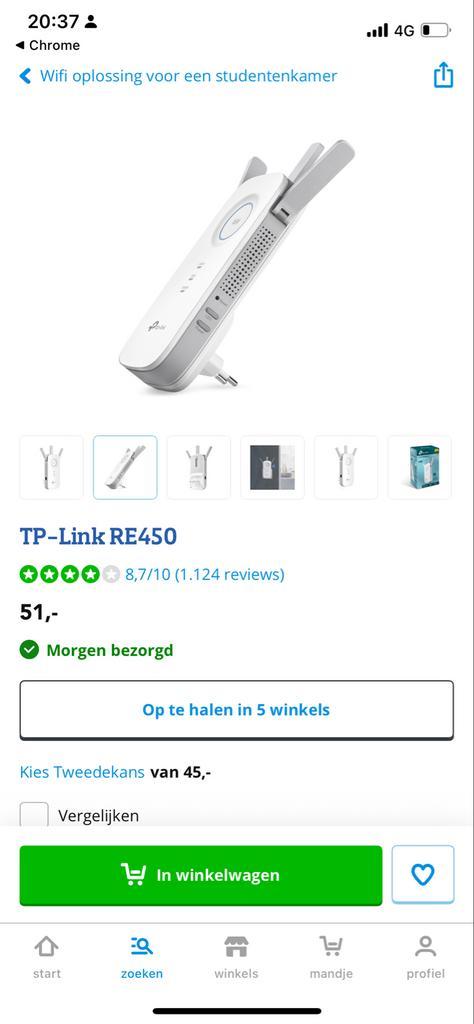 TP-Link RE450 WiFi Range Extender - Zo goed als nieuw, Computers en Software, WiFi-versterkers, Zo goed als nieuw, Ophalen of Verzenden
