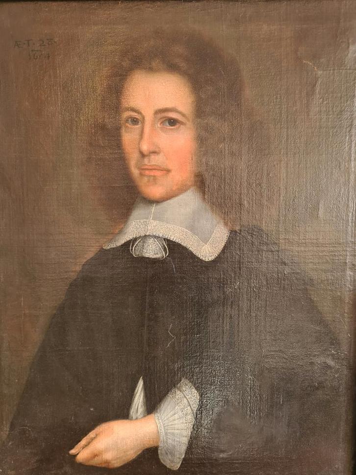 17e eeuws portret van heer in zwart met kant (1654), Antiek en Kunst, Kunst | Schilderijen | Klassiek, Ophalen