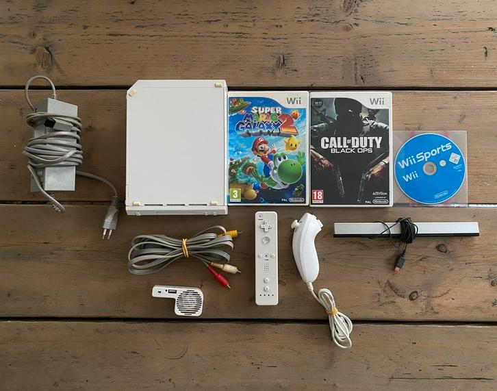 Nintendo Wii complete set + Mario Galaxy 2, Wii Sport & meer, Spelcomputers en Games, Spelcomputers | Nintendo Wii, Zo goed als nieuw