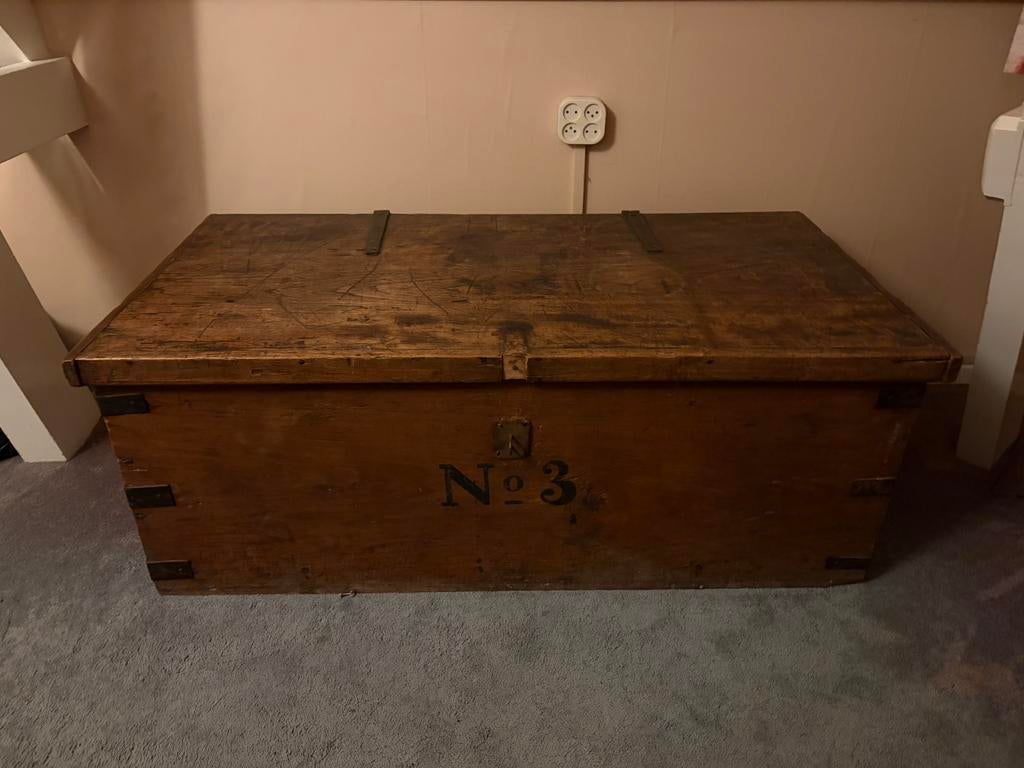 Antieke  grote dekenkist, eiken hout, Huis en Inrichting, Woonaccessoires | Kisten, Ophalen, Gebruikt, 100 tot 150 cm, 50 tot 75 cm