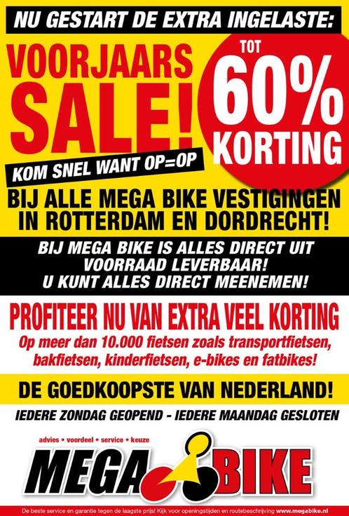 Tot 1500 euro korting op e-bikes bij Mega Bike, Fietsen en Brommers, Elektrische fietsen, Nieuw, Overige merken, 50 km per accu of meer