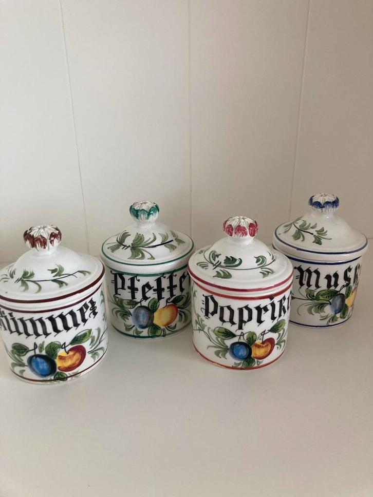 Vintage - Kruidenpotjes set van 4 - made in Italy, Antiek en Kunst, Curiosa en Brocante, Ophalen of Verzenden
