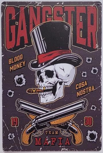 Gangster skull guns reclamebord van metaal wandbord deco beschikbaar voor biedingen