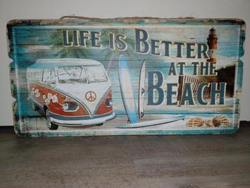 Super gaaf houten bord met VW bus beschikbaar voor biedingen