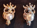 Uilen broche zilverkleurig met strass, Sieraden, Tassen en Uiterlijk, Broches, Met strass, Overige materialen, Overige kleuren