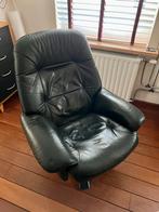 Zwart leren relaxfauteuil, Huis en Inrichting, Fauteuils, Ophalen, Gebruikt, 75 tot 100 cm, Leer
