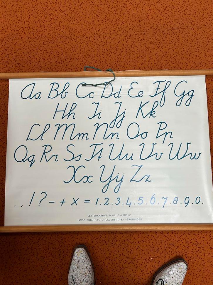 Oude Wandplaat Schrijfonderwijs, Antiek en Kunst, Antiek | Schoolplaten, Overige thema's, Ophalen of Verzenden