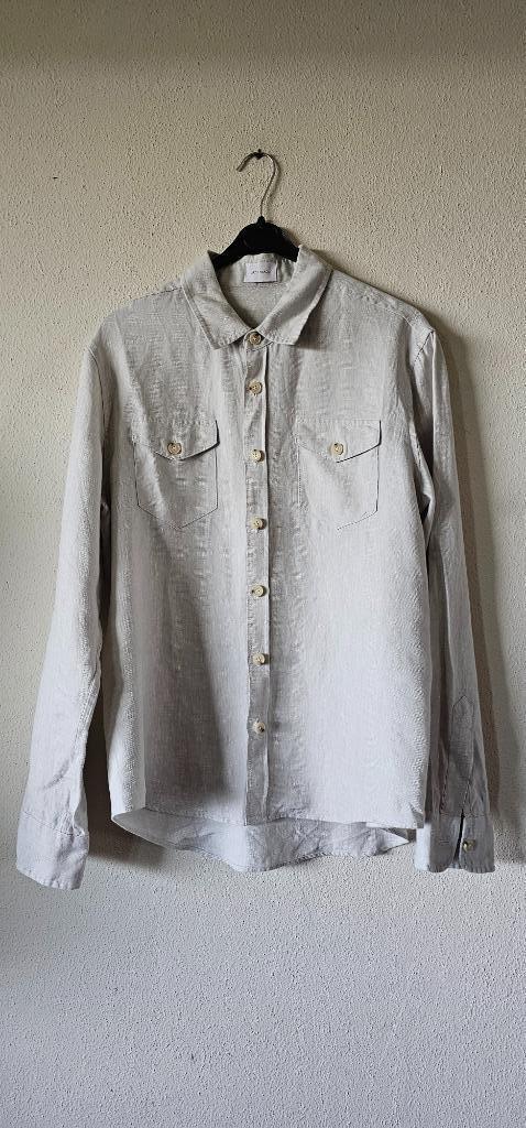beige linnen blouse van artu napoli maat xl (3725), Kleding | Heren, Overhemden, Halswijdte 43/44 (XL), Beige, Verzenden