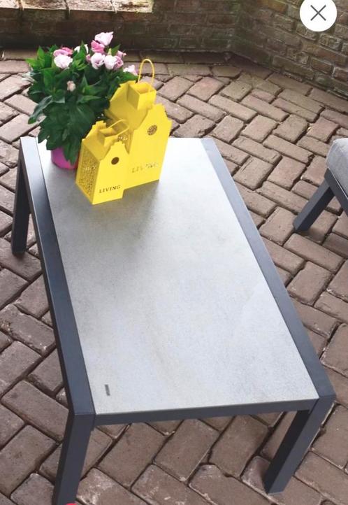 Tuintafel lounge, grijs aluminium 100x60, NIEUW!, Tuin en Terras, Tuintafels, Nieuw, Rechthoekig, Aluminium, Ophalen
