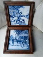 2x delfts blauwe tegel Mosa in eiken lijstje, Ophalen of Verzenden