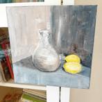 Stilleven met vaas en citroenen op doek, Ophalen of Verzenden