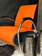 Gelderland 5770 Fauteuil - Oranje/Zwart, Ophalen, Zo goed als nieuw, Metaal, 75 tot 100 cm