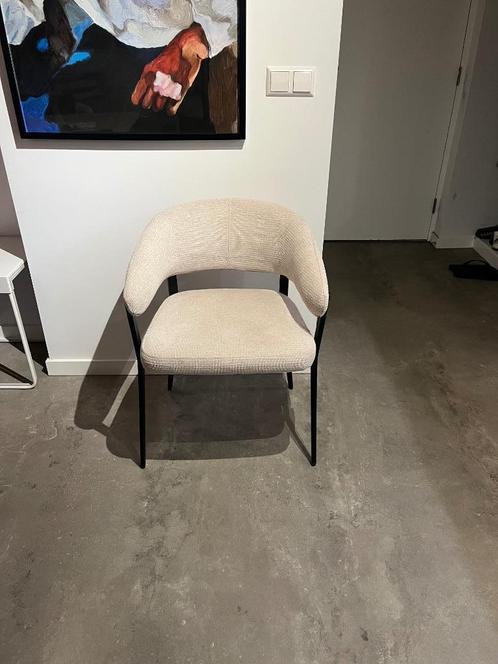 Vier nieuwe beige eetkamerstoelen, Huis en Inrichting, Stoelen, Nieuw, Vier, Metaal, Stof, Overige kleuren, Ophalen