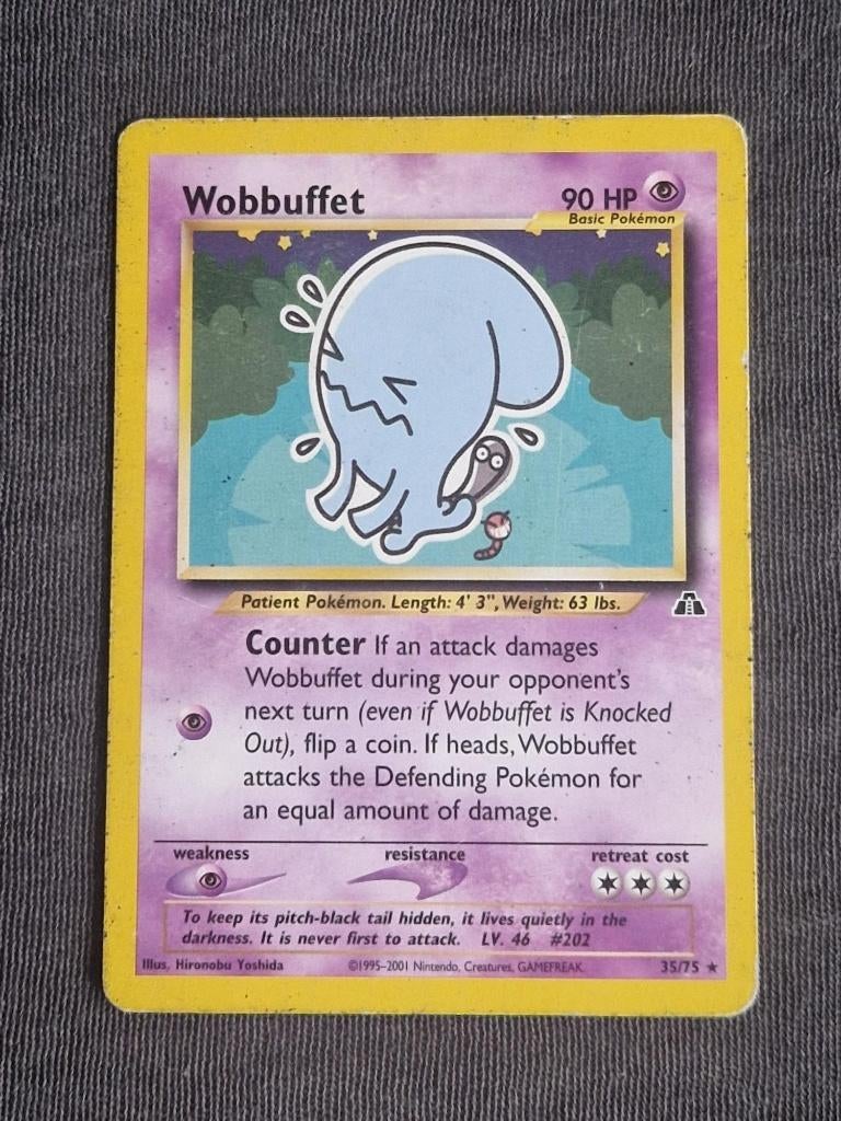 Vintage Pokémon #35/75 Wobbuffet – LP – Alleen Bieden, Ophalen of Verzenden, Gebruikt, Losse kaart