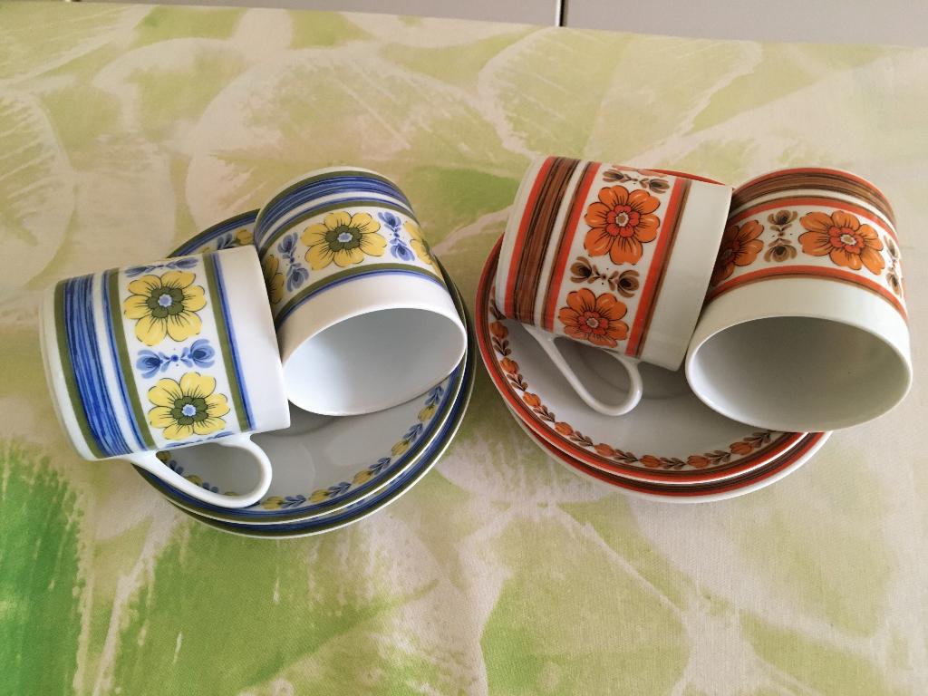 4x kop en schotel Mitterteich seventies decor, Huis en Inrichting, Keuken | Servies, Ophalen of Verzenden, Zo goed als nieuw, Overige stijlen