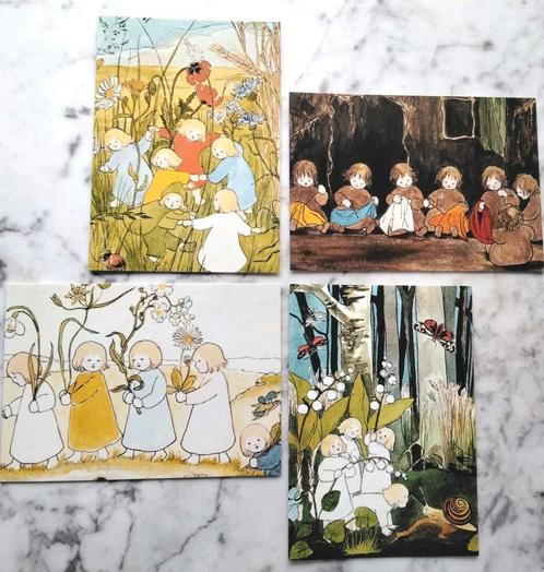 4x kaart de Wortelkindertjes wortelkindjes seizoenstafel, Diversen, Wenskaarten, Nieuw, Verzenden