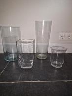 5 glazen vazen verschillende formaten, Huis en Inrichting, Ophalen of Verzenden, Overige kleuren, Aardewerk of Porselein, Minder dan 50 cm