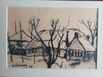 Anrooy Jan van - Enspijk Zwaan tekening oud 1956, Antiek en Kunst, Kunst | Tekeningen en Foto's, Ophalen of Verzenden
