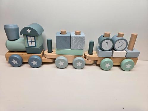 Little Dutch Houten Blokkentrein in de kleur blauw, Kinderen en Baby's, Speelgoed | Houten speelgoed, Overige typen, Ophalen of Verzenden
