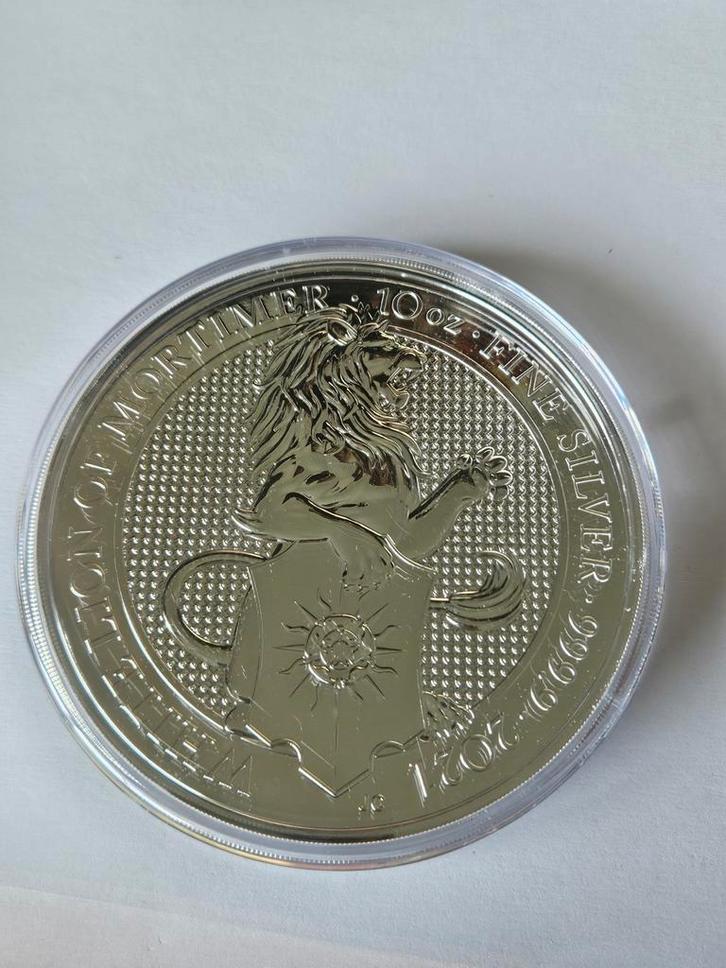 Queen's Beast 10oz Zilver - White Lion of Mortimer, Postzegels en Munten, Munten | Europa | Euromunten, Losse munt, Overige landen