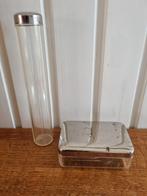 Antiek vintage zeepdoosje en koker voor scheeretui, Ophalen of Verzenden, Gebruikt