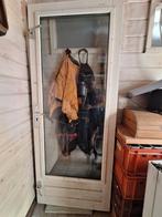 Meranti buitendeur met dubbel glas, Ophalen, Gebruikt, 80 tot 100 cm, 200 tot 215 cm