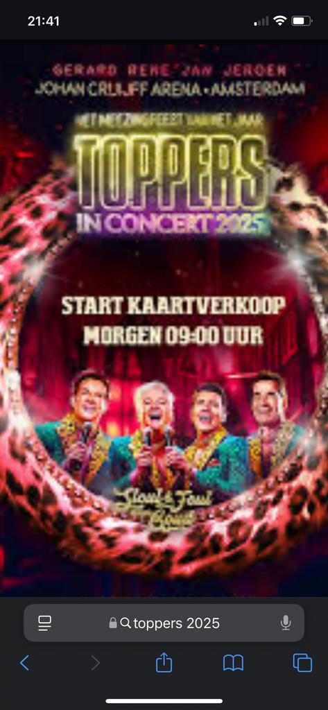 Toppers Concert Tickets Te Koop in Johan Cruijff ArenA!, Tickets en Kaartjes, Concerten | Pop, Twee personen, Juni