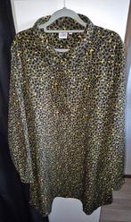 Legergroene jurk met panterprint - Maat 2XL, Kleding | Dames, Grote Maten, Jurk, Casual Ladies, Ophalen of Verzenden, Zo goed als nieuw