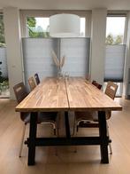 Complete eethoek; tafel, 9 stoelen en bankje, Huis en Inrichting, 8 stoelen of meer, Modern, tijdloos, hout, Zo goed als nieuw