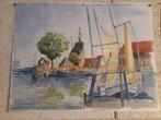 Zicht haven HOORN aquarel 50x60 cm, Antiek en Kunst, Ophalen