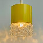 vintage design HANGLAMP geel metaal bubbelglas Staff Leuchte, Gebruikt, Ophalen of Verzenden, Glas, Minder dan 50 cm