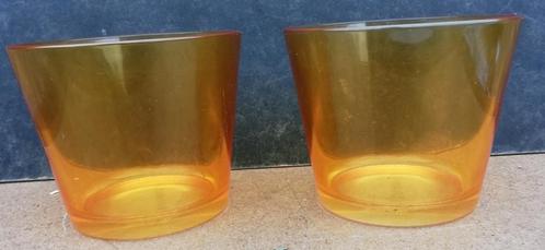 IKEA bloempot. 2 st. Amber glas. 10/12 cm., Tuin en Terras, Bloempotten, Zo goed als nieuw, Overige materialen, Binnen, Minder dan 40 cm