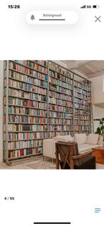 Industriële bibliotheekkast met ladder, Huis en Inrichting, Kasten | Boekenkasten, Ophalen, Met plank(en), 200 cm of meer, Zo goed als nieuw